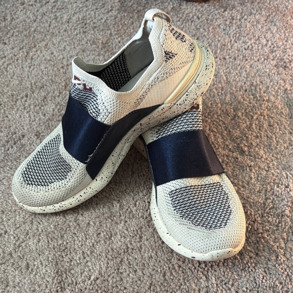 APL Women's Slip-On Knit Sneakers in Cream and Navy